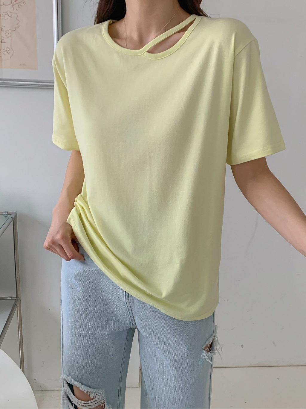 カットアウトネック半袖Tシャツ | 詳細画像6
