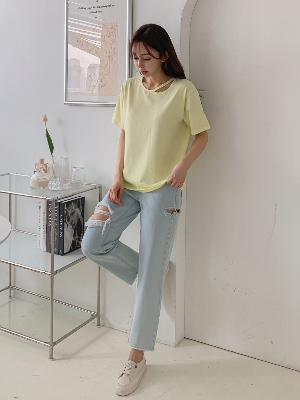 カットアウトネック半袖Tシャツ | 詳細画像8