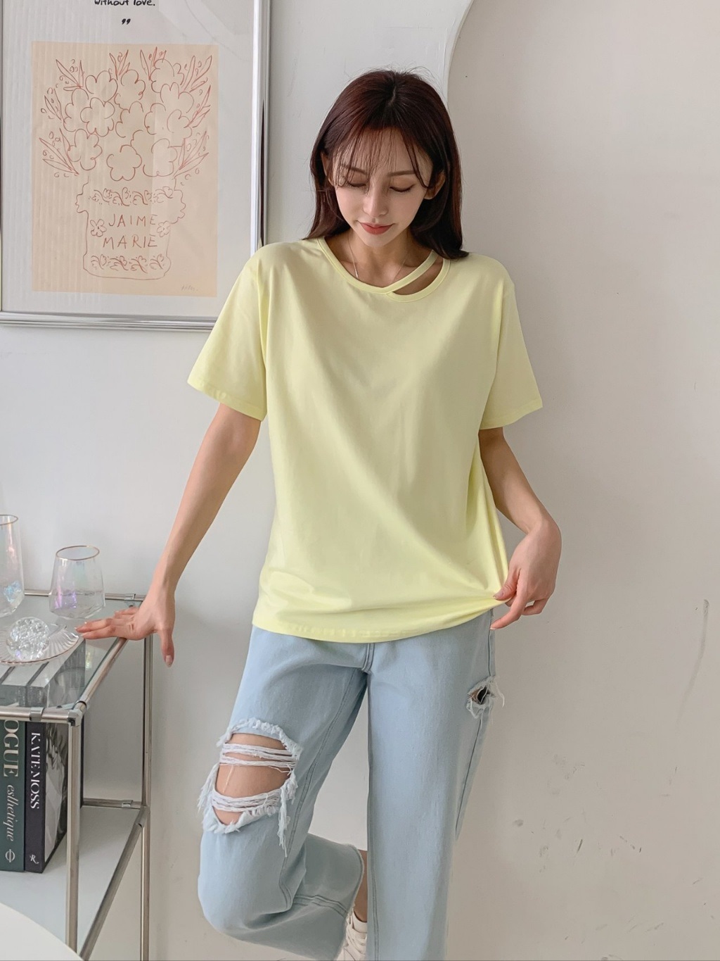 カットアウトネック半袖Tシャツ | 詳細画像9