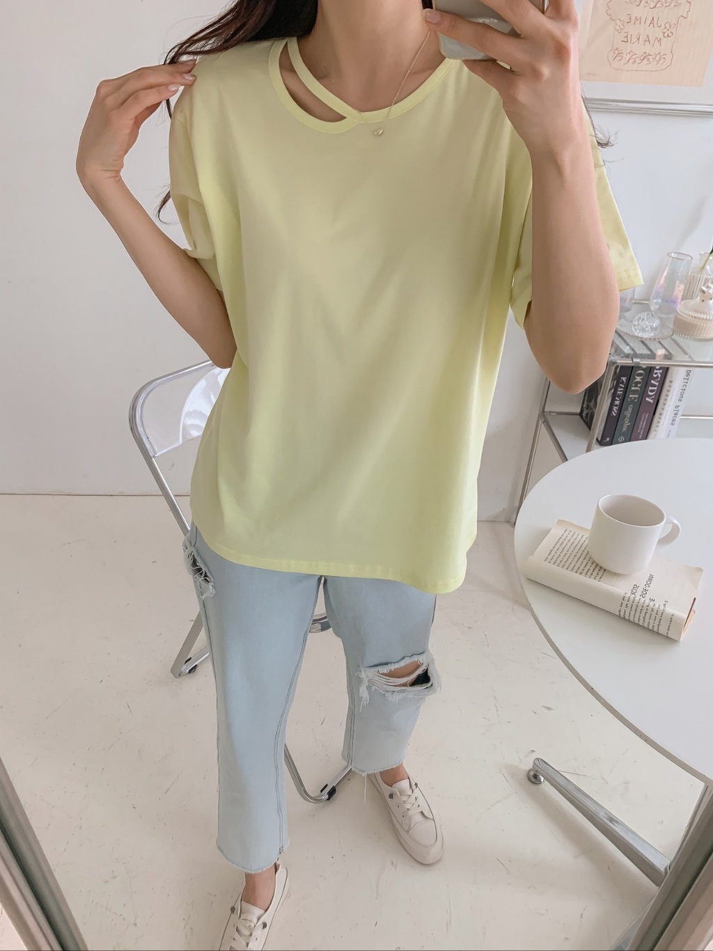 カットアウトネック半袖Tシャツ | 詳細画像12