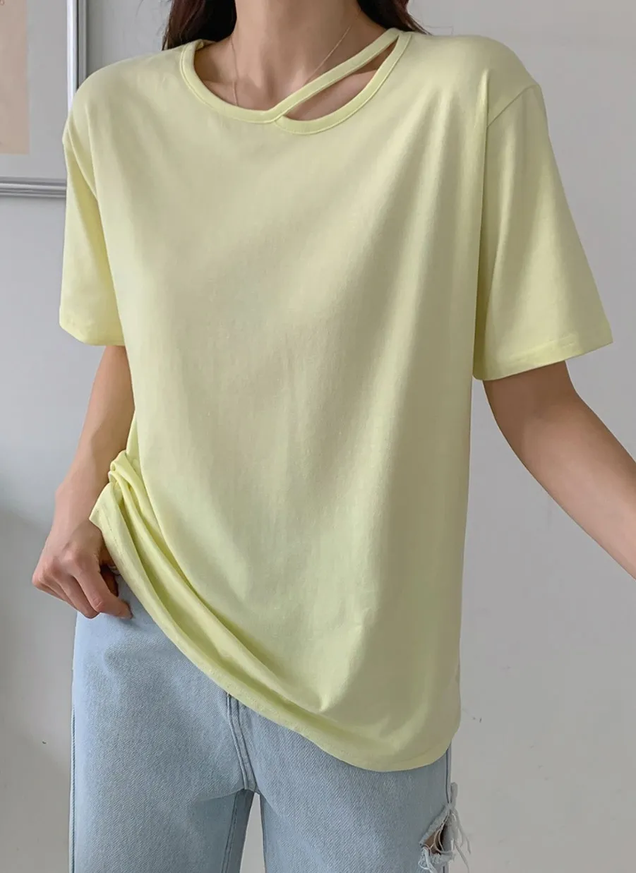カットアウトネック半袖Tシャツ | 詳細画像1