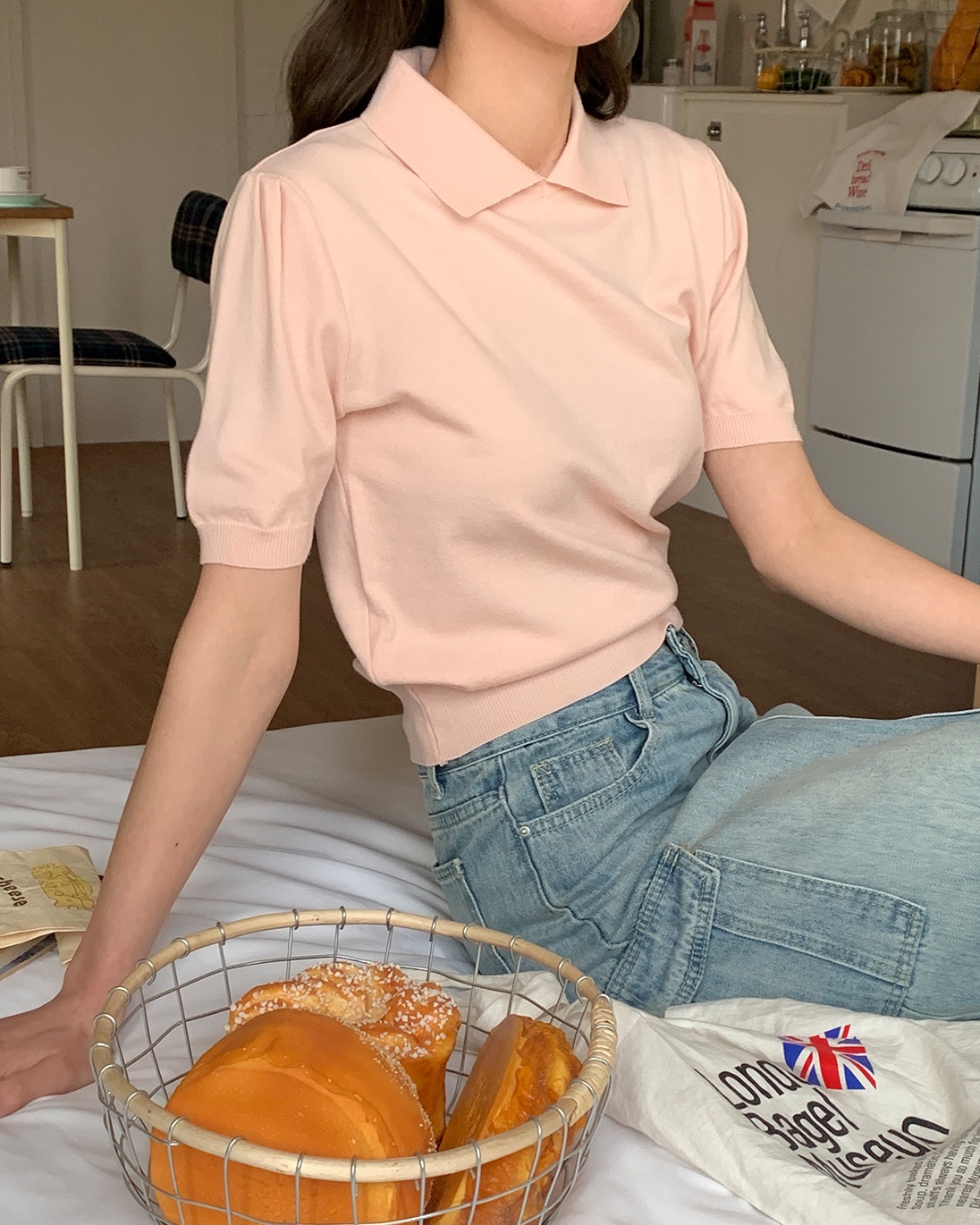 カラーネックパフ半袖ニット | 詳細画像14