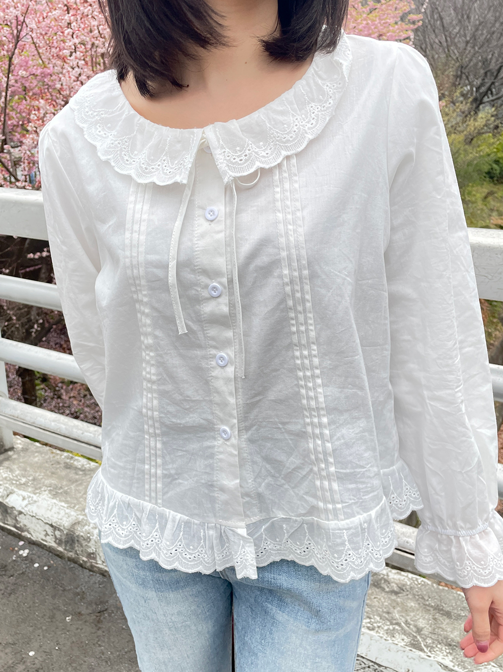 アイレットレースフリルリボンブラウス | 詳細画像2