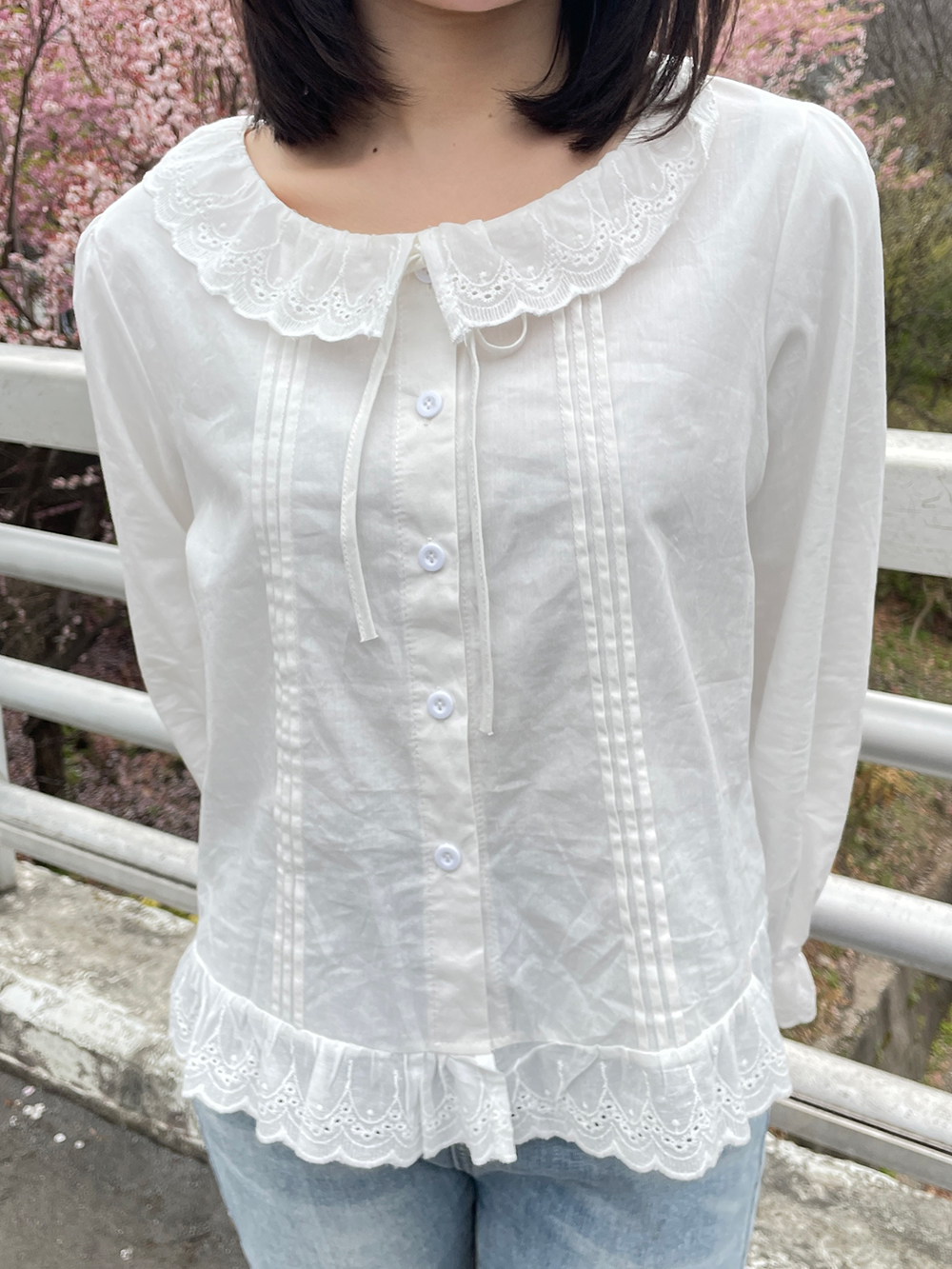 アイレットレースフリルリボンブラウス | 詳細画像6