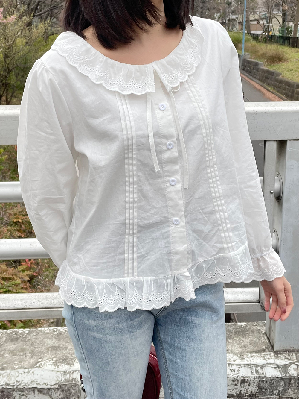 アイレットレースフリルリボンブラウス | 詳細画像7