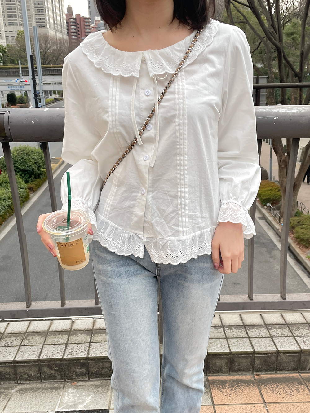 アイレットレースフリルリボンブラウス | 詳細画像9