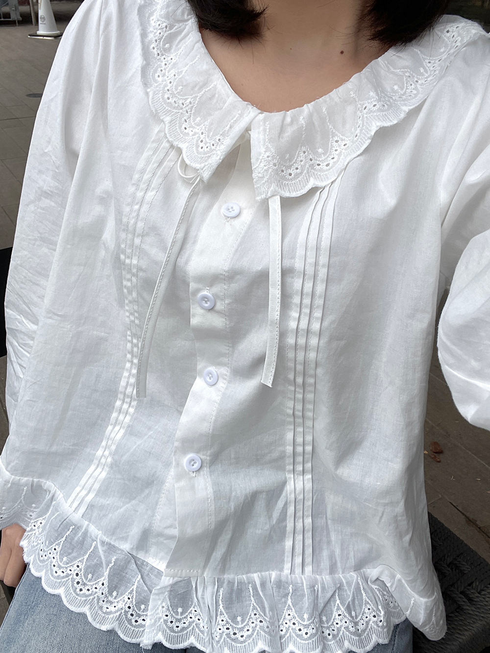 アイレットレースフリルリボンブラウス | 詳細画像11