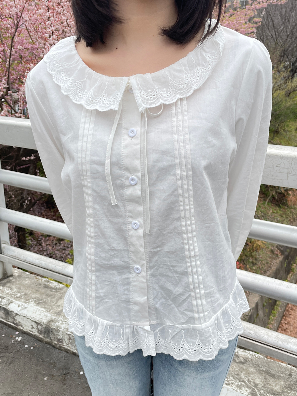 アイレットレースフリルリボンブラウス | 詳細画像12