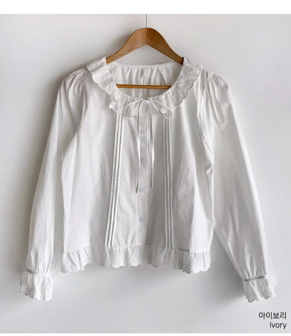 アイレットレースフリルリボンブラウス | 詳細画像14