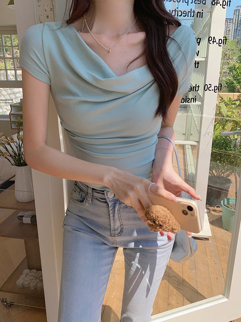 ドレープクロップドリブ半袖Tシャツ | 詳細画像2