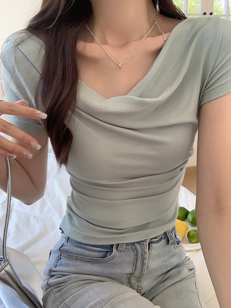 ドレープクロップドリブ半袖Tシャツ | 詳細画像7