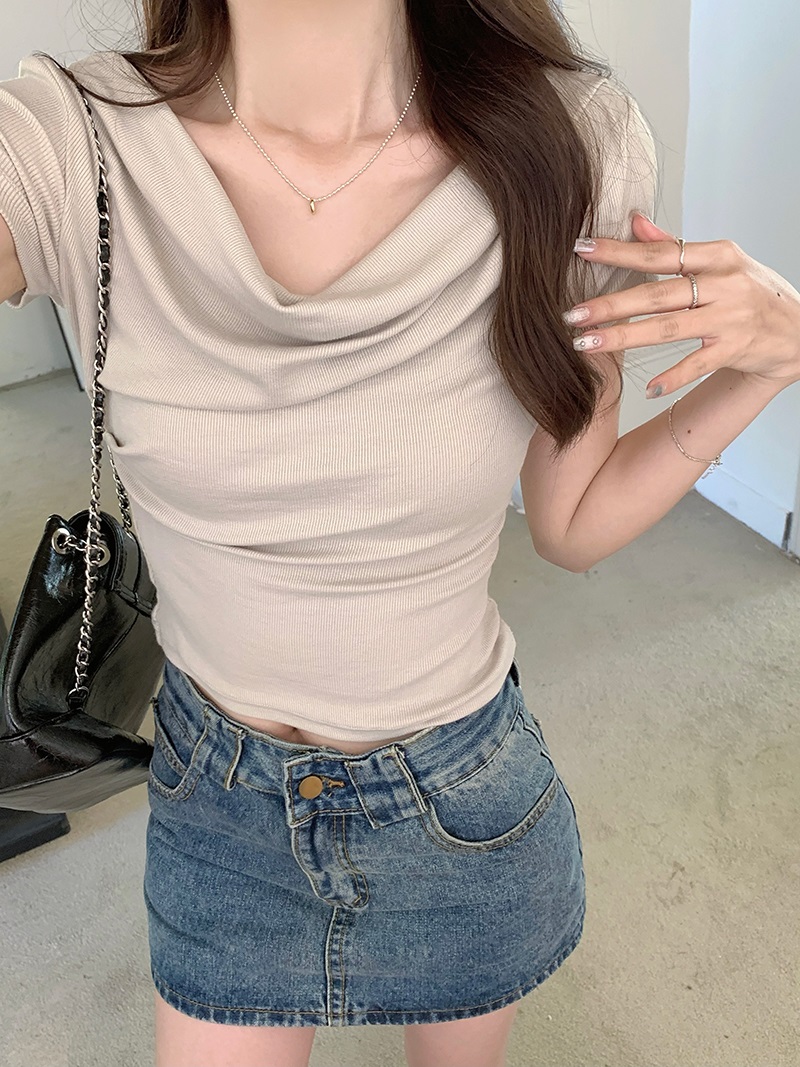 ドレープクロップドリブ半袖Tシャツ | 詳細画像8