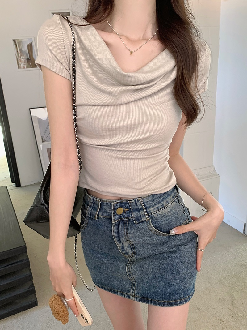 ドレープクロップドリブ半袖Tシャツ | 詳細画像9