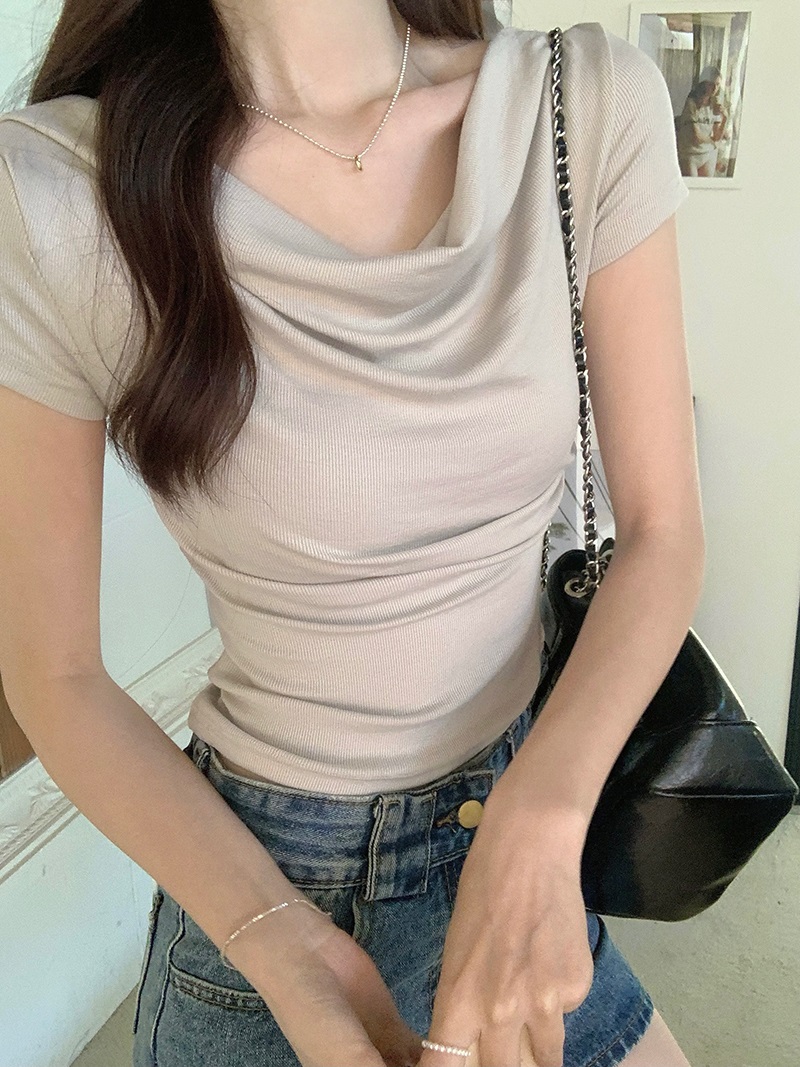 ドレープクロップドリブ半袖Tシャツ | 詳細画像12