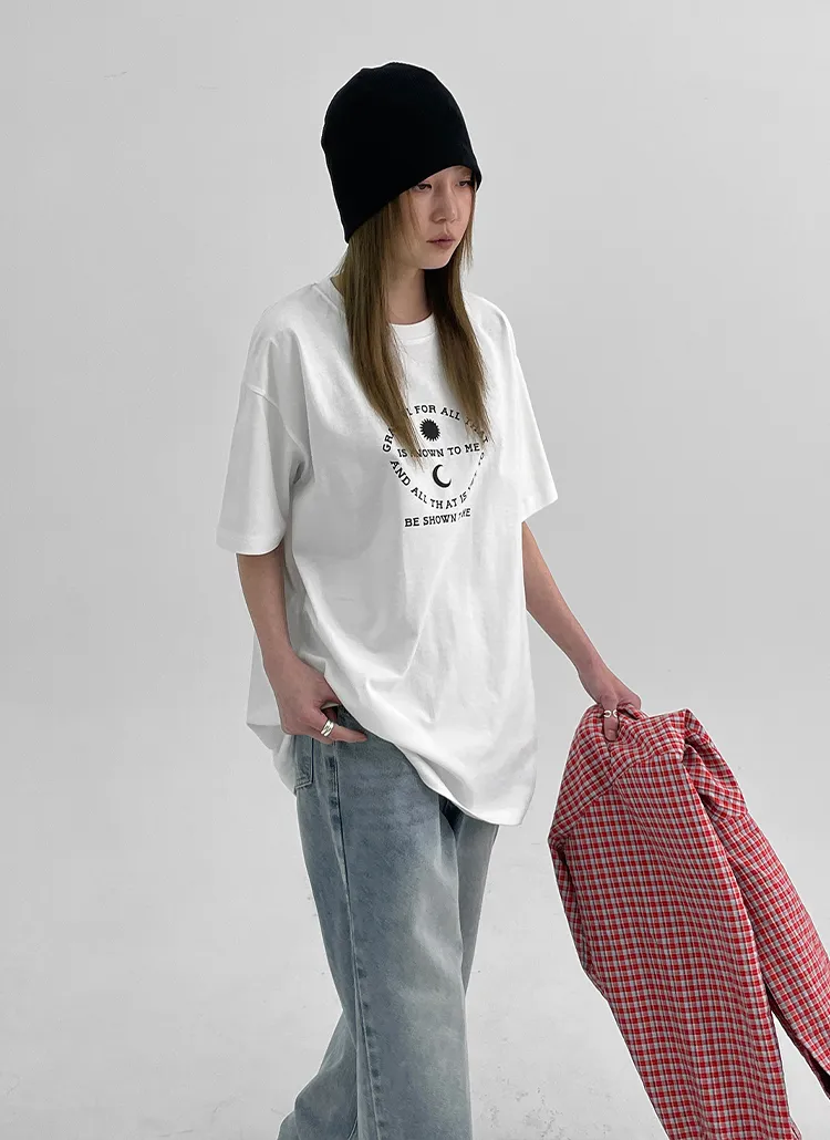 サンムーンプリント半袖Tシャツ | blackup | 詳細画像1
