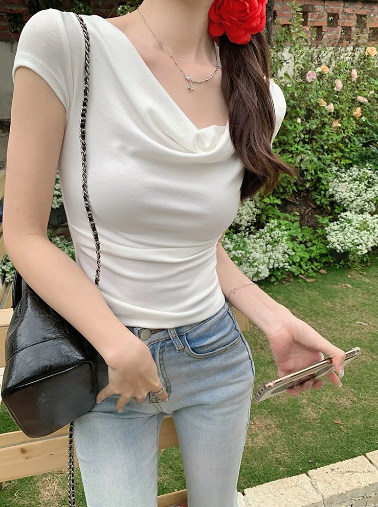 2WAYドレープキャップスリーブTシャツ | 詳細画像3