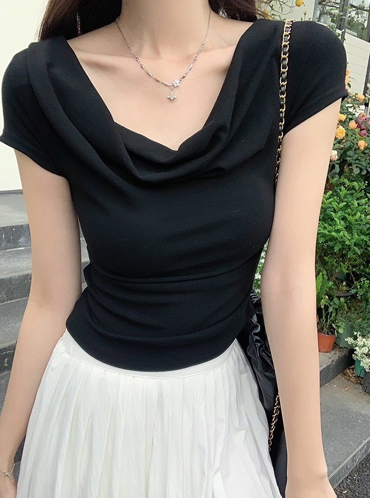 2WAYドレープキャップスリーブTシャツ | 詳細画像9