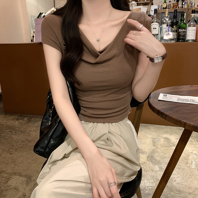 2WAYドレープキャップスリーブTシャツ | 詳細画像14