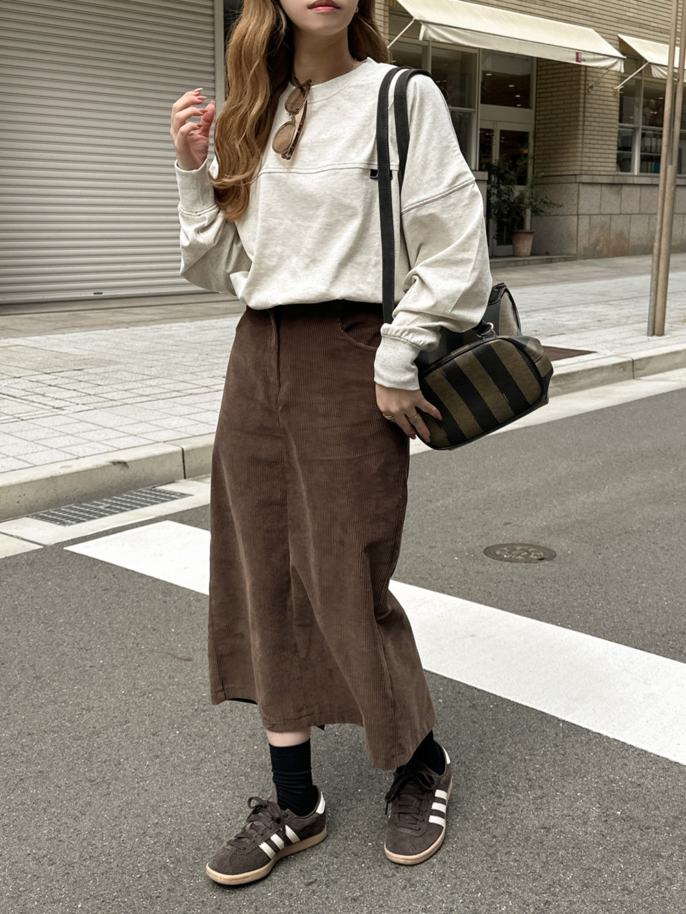 バックゴムコーデュロイIラインスカート | 詳細画像13