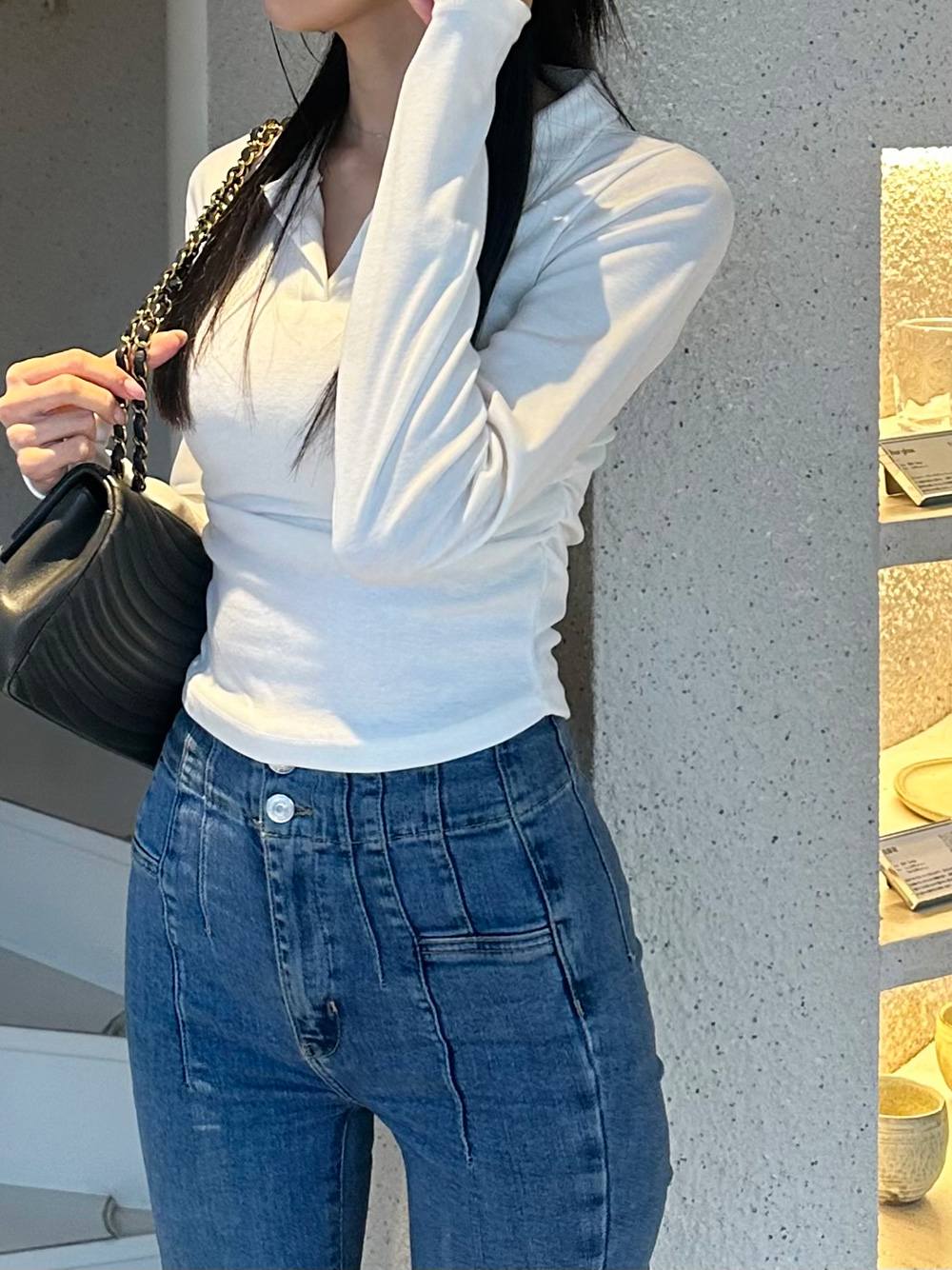 スキッパーシャーリングクロップドTシャツ | 詳細画像10