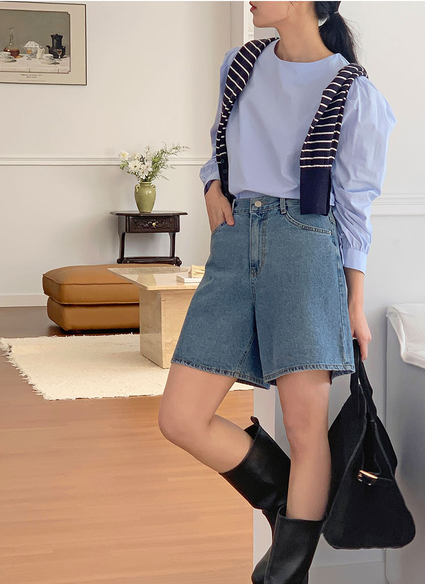 ラウンドネックパフスリーブブラウス | レディースファッション通販