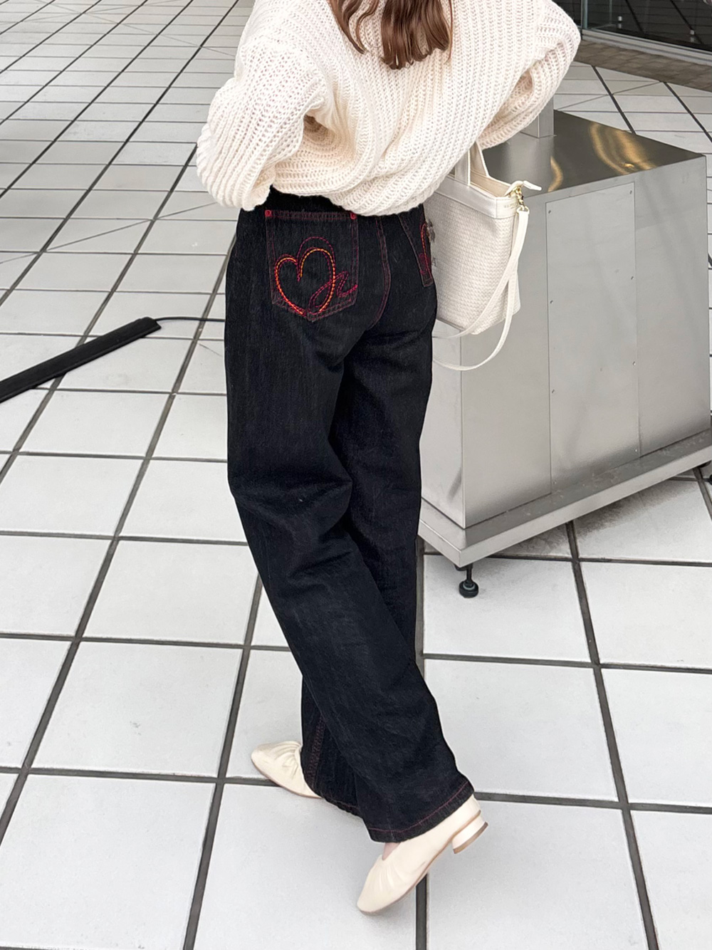 ハートステッチワイドローデニムパンツ | 詳細画像9