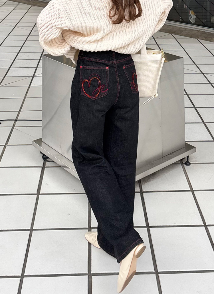 Y2K生デニムステッチデニムパンツ | レディースファッション通販