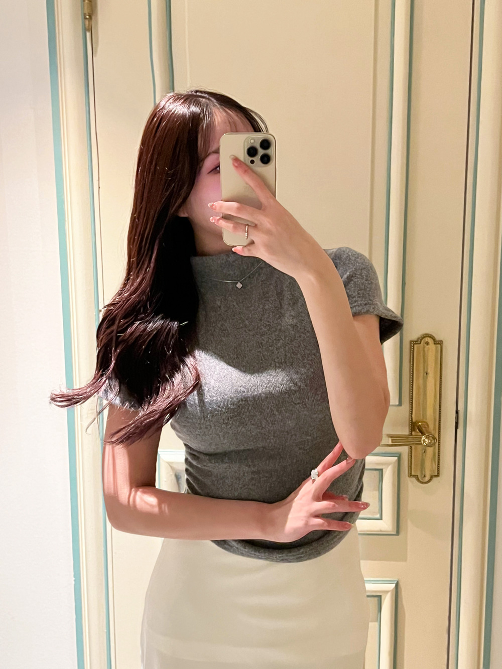 起毛シャーリングモックネック半袖Tシャツ | 詳細画像8