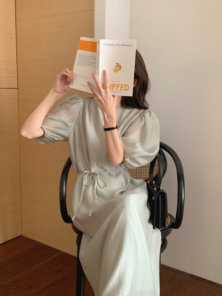 ストラップ付シルキーパフ半袖バックレスワンピース | 詳細画像14