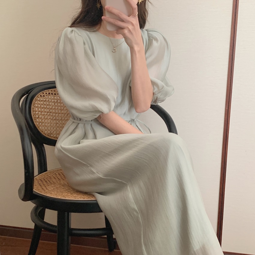 ストラップ付シルキーパフ半袖バックレスワンピース | 詳細画像22