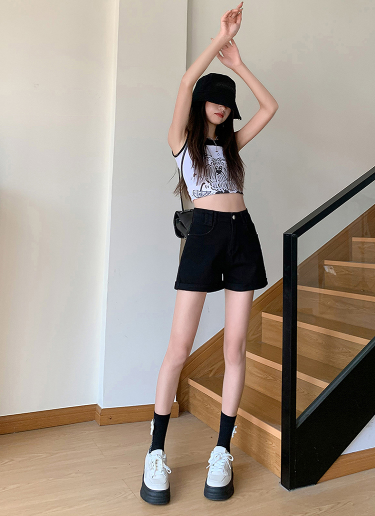 PUTUMAYO　レイヤード風ロールアップショートパンツ　（ブラック） ロールアップショートパンツ | レディースファッション通販 - DHOLIC