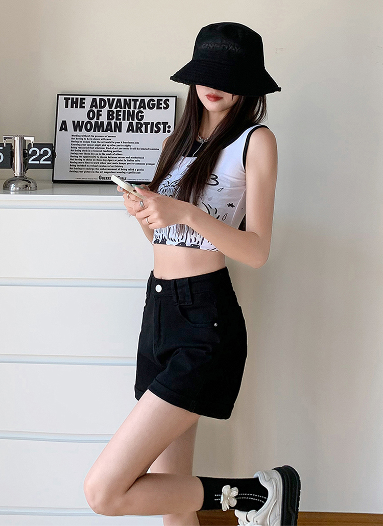 PUTUMAYO　レイヤード風ロールアップショートパンツ　（ブラック） ロールアップショートパンツ | レディースファッション通販 - DHOLIC
