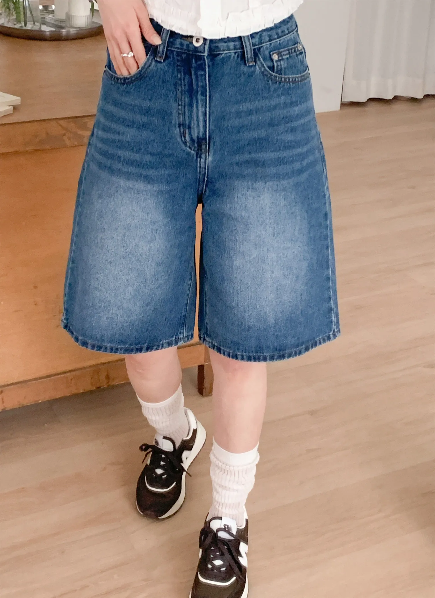 フラップバックポケットハーフデニムパンツ | 詳細画像1