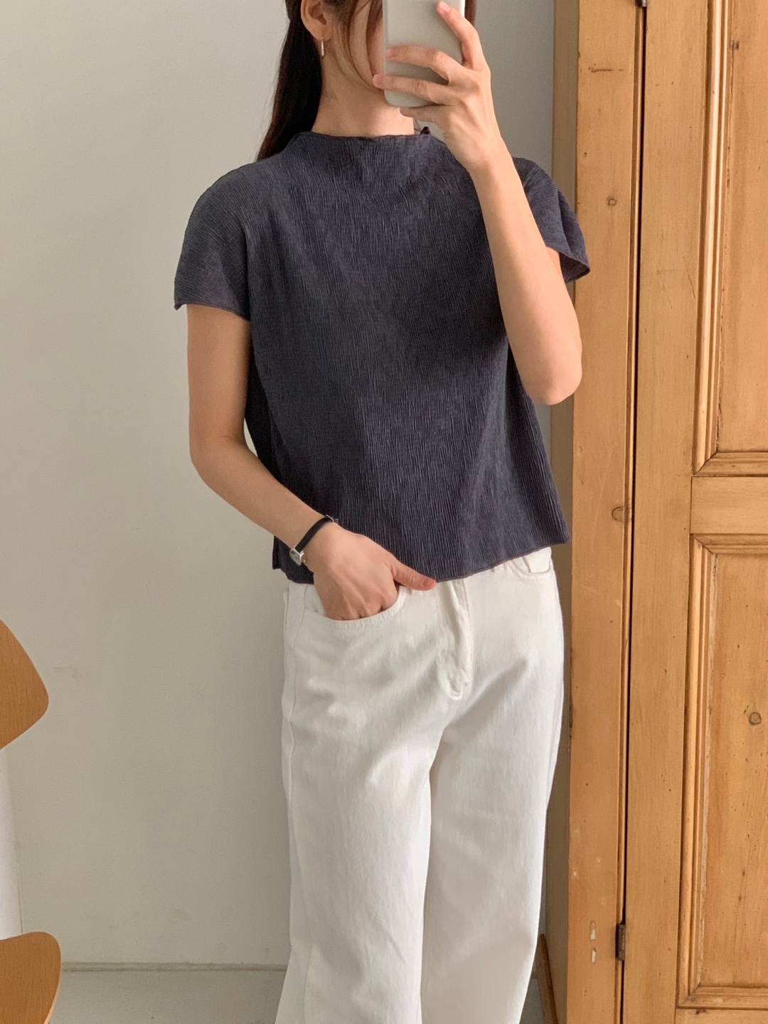 モックネックリンクルフレンチTシャツ | 詳細画像2