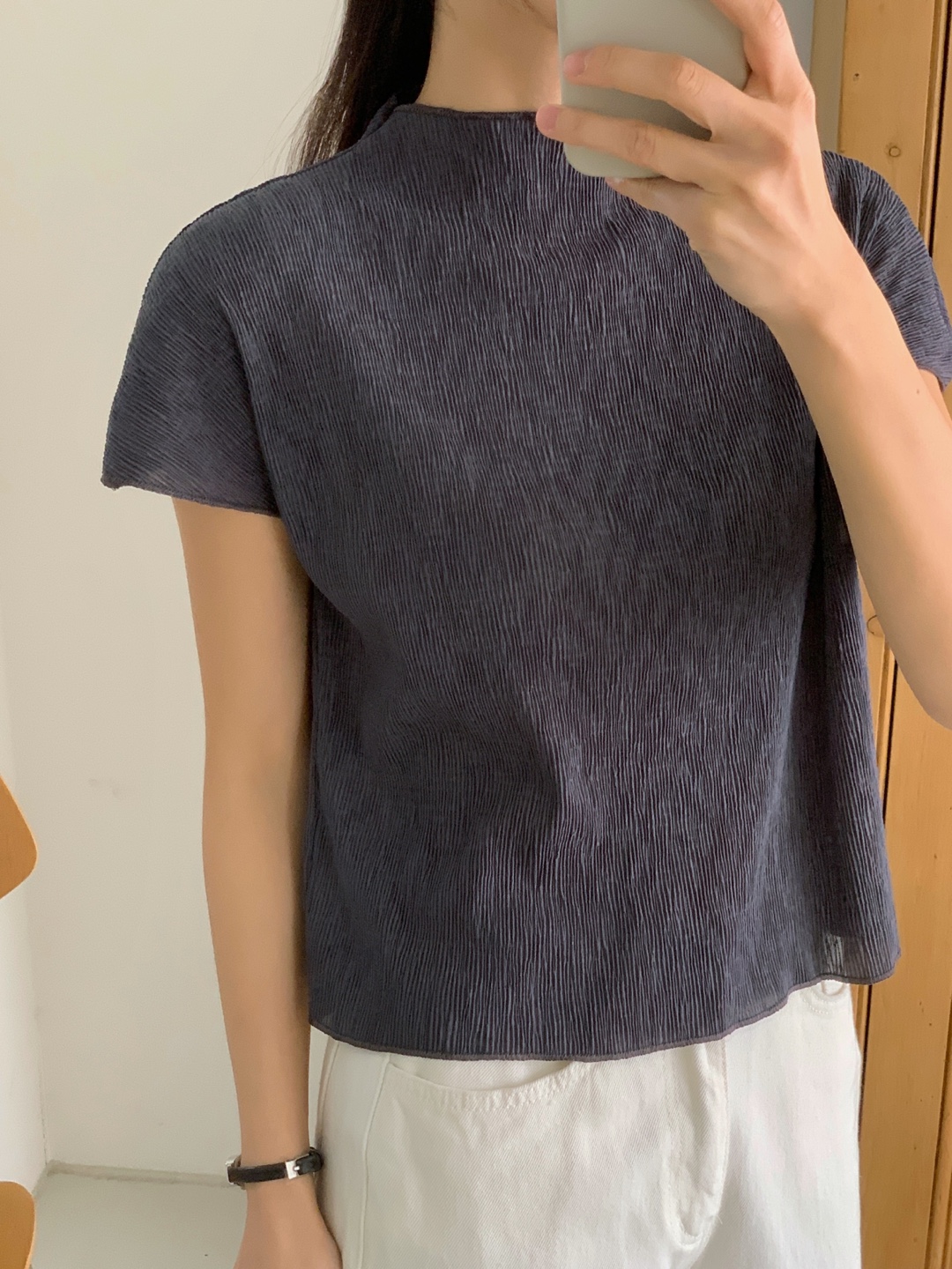 モックネックリンクルフレンチTシャツ | 詳細画像4