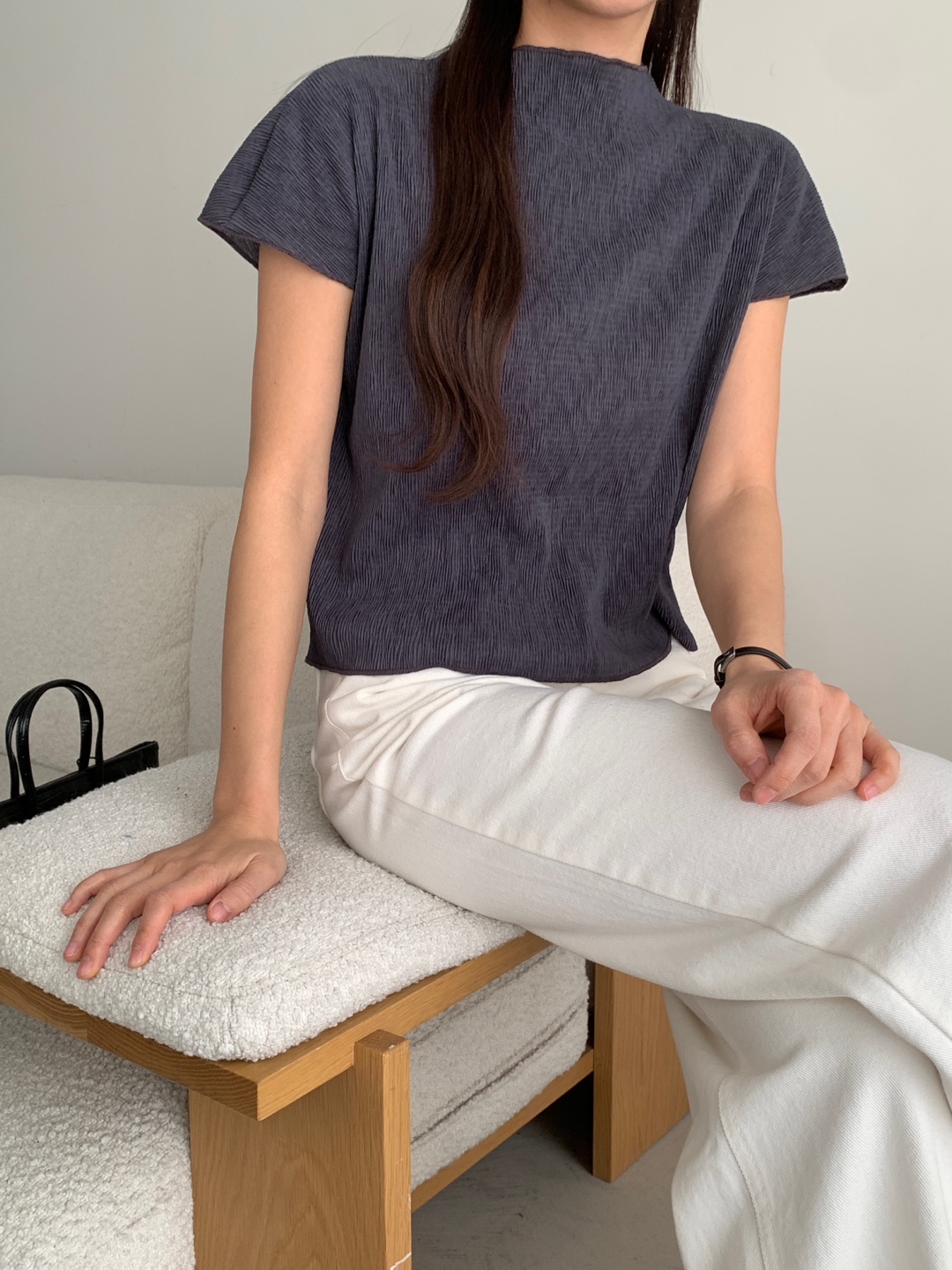 モックネックリンクルフレンチTシャツ | 詳細画像12