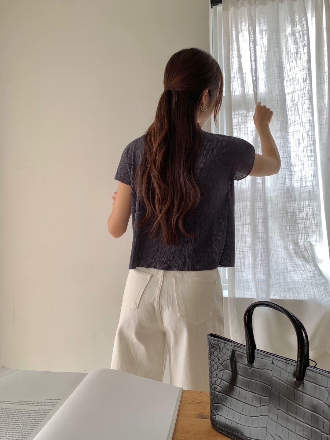 モックネックリンクルフレンチTシャツ | 詳細画像18