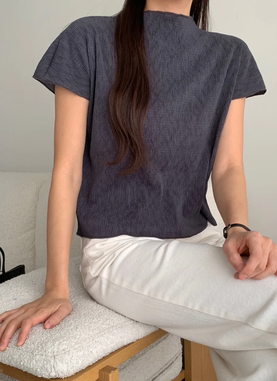 モックネックリンクルフレンチTシャツ | 詳細画像1