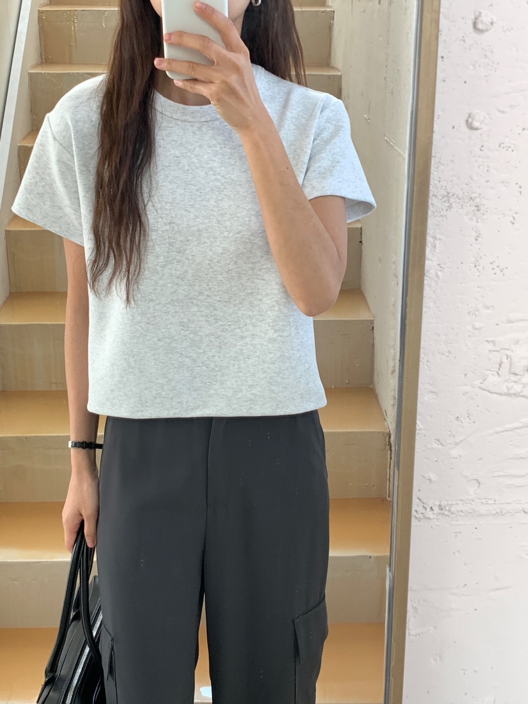 ラウンドネッククロップドリブ半袖Tシャツ | 詳細画像17