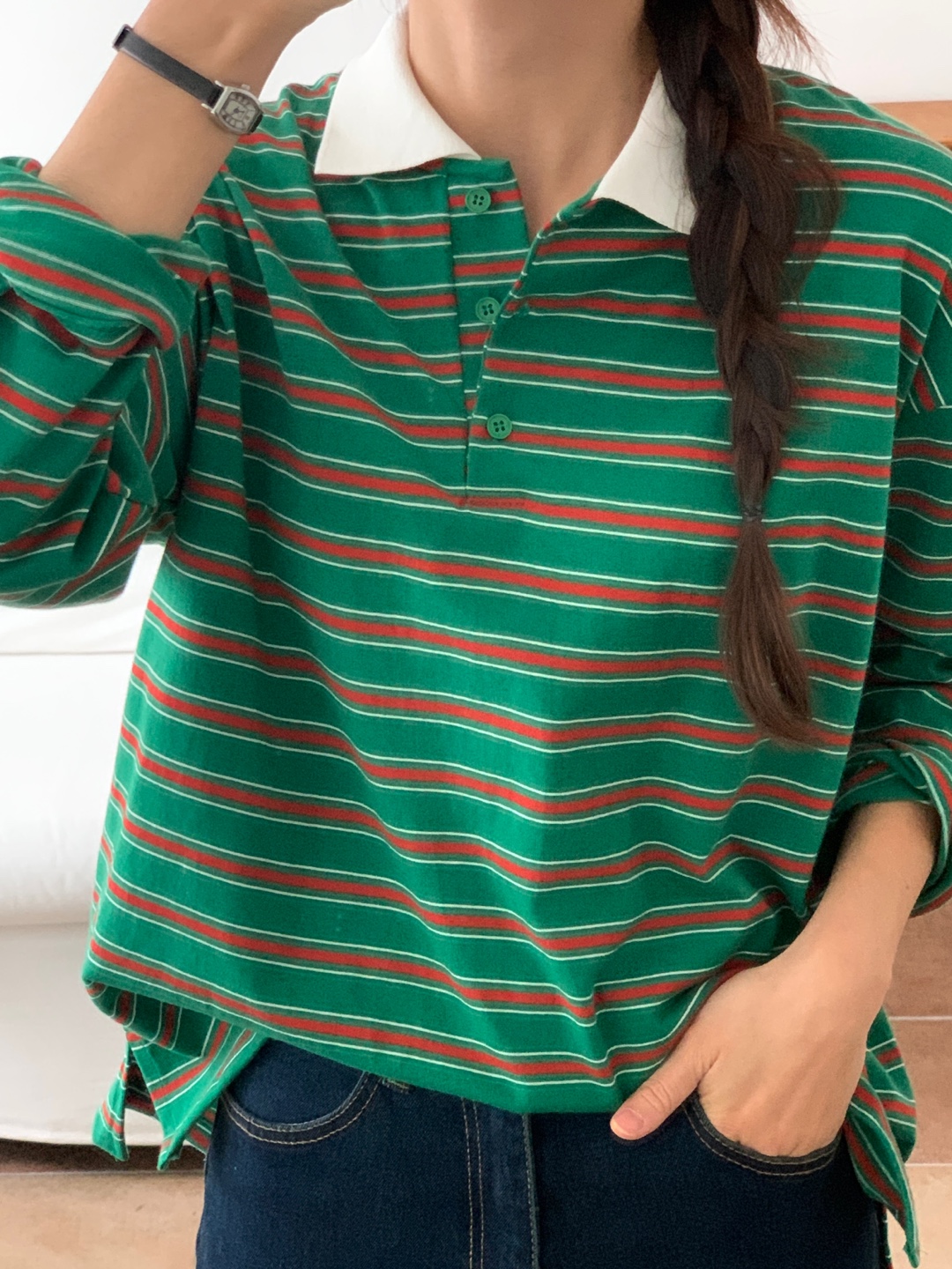 配色ポロカラーボーダーTシャツ | 詳細画像19