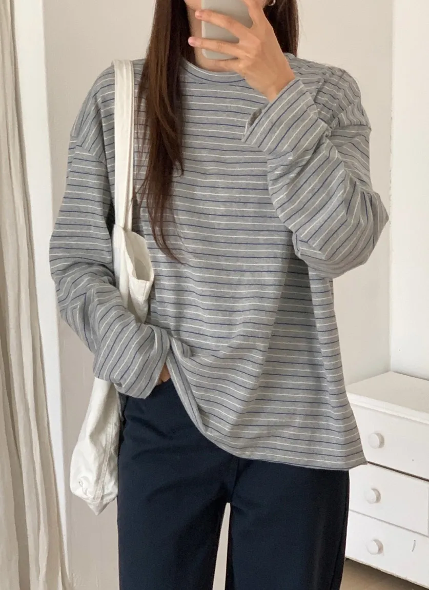 ルーズツートーンボーダーTシャツ | 詳細画像1