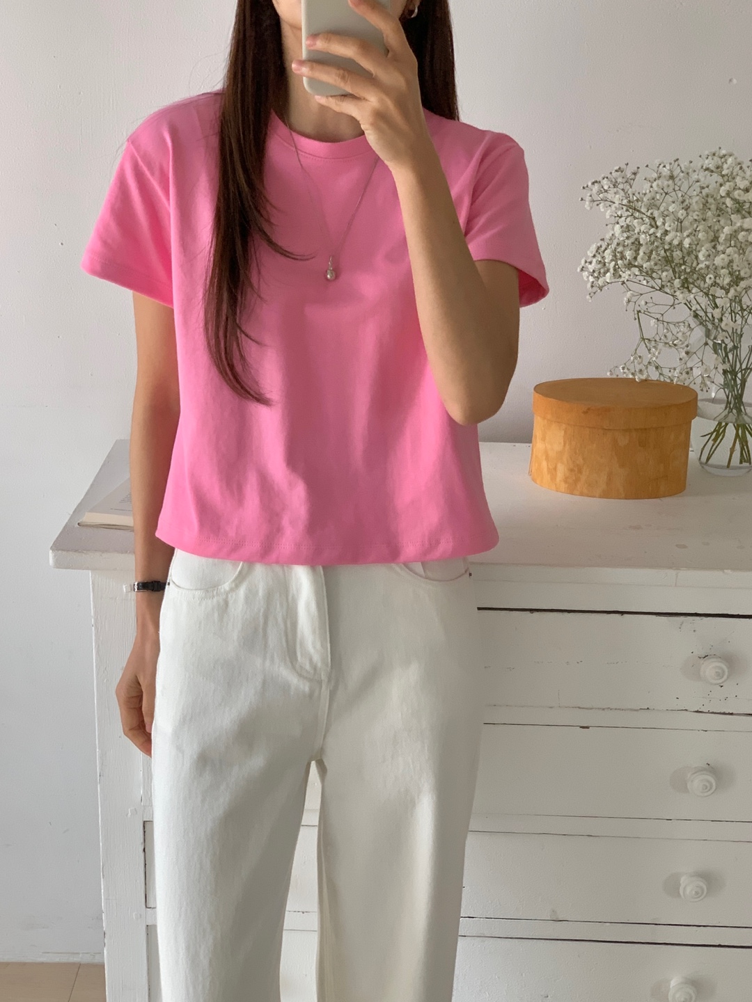 ラウンドネッククロップド半袖Tシャツ | 詳細画像4