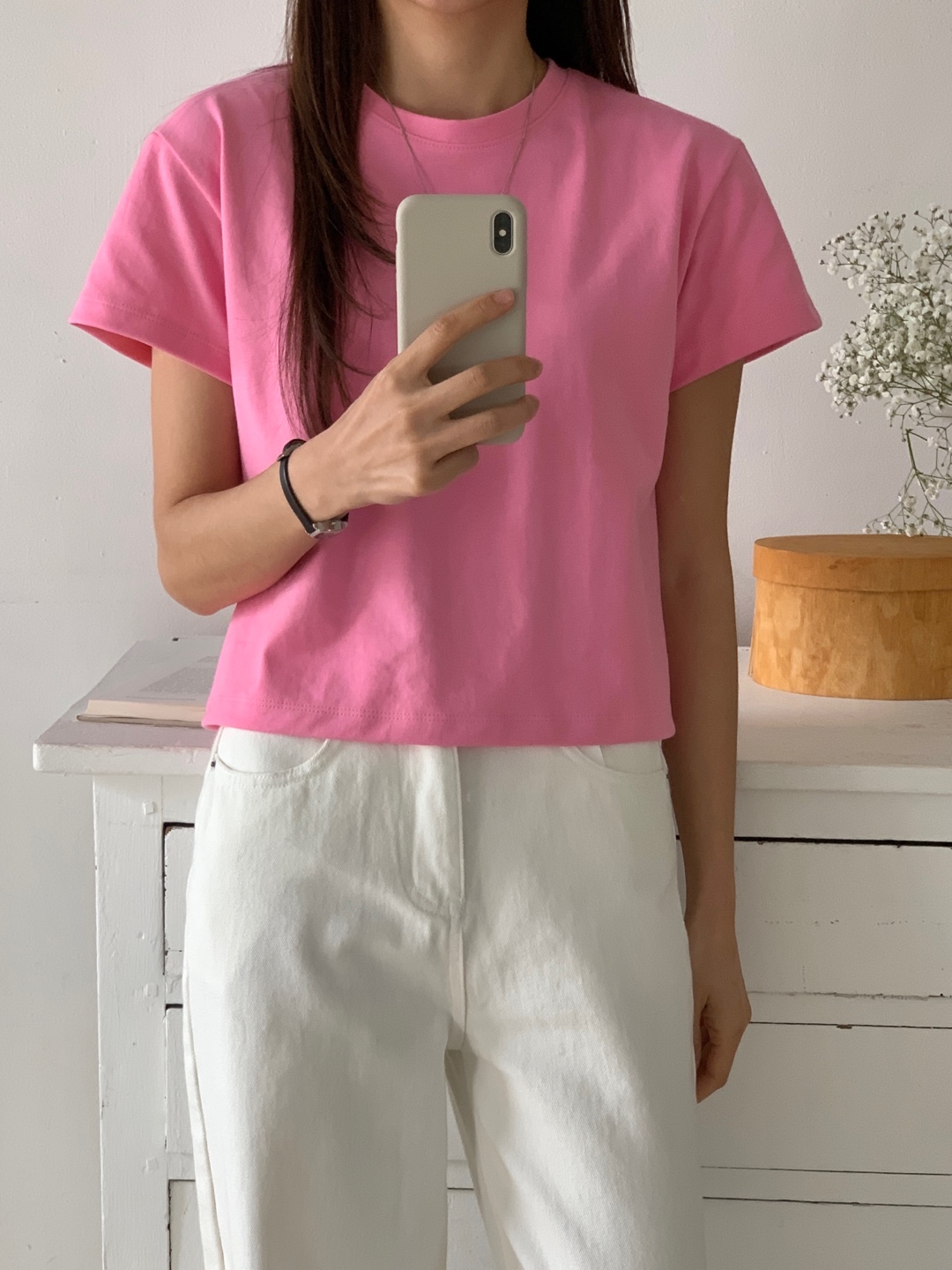 ラウンドネッククロップド半袖Tシャツ | 詳細画像5