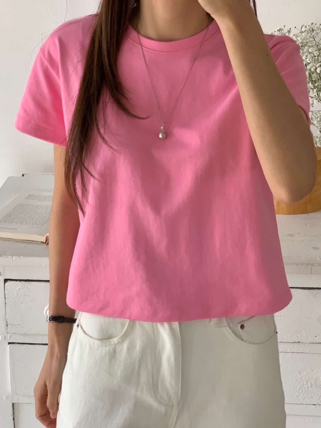 ラウンドネッククロップド半袖Tシャツ | 詳細画像7