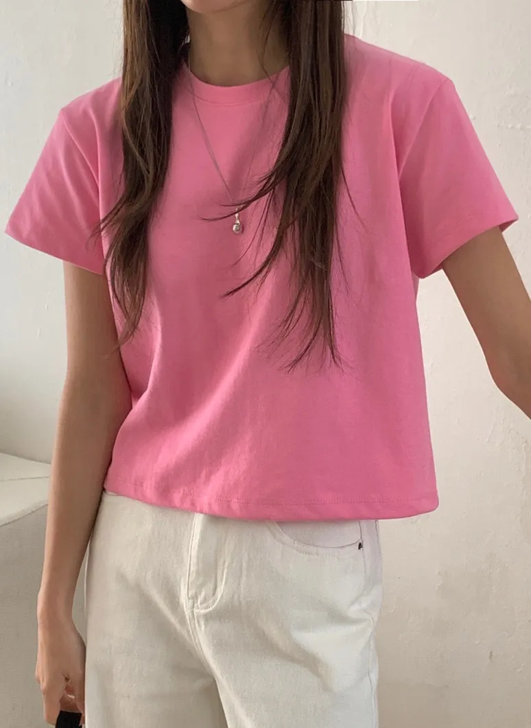 ラウンドネッククロップド半袖Tシャツ | 詳細画像1
