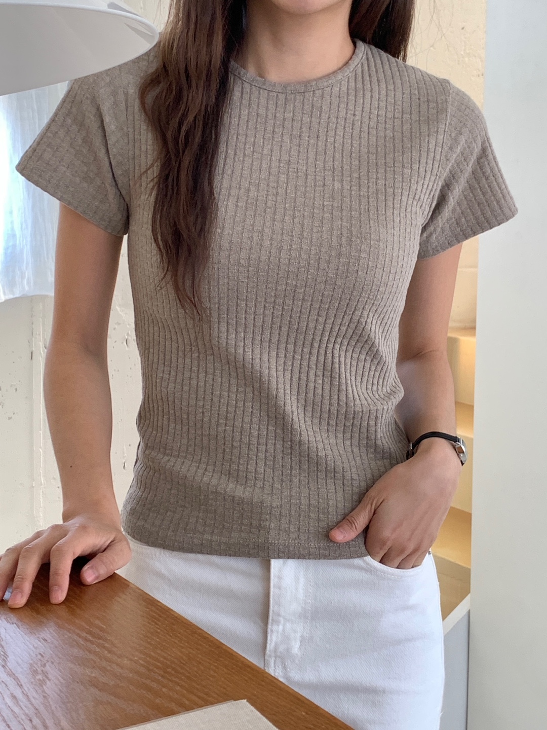 ワッフルラウンドネック半袖Tシャツ | 詳細画像5