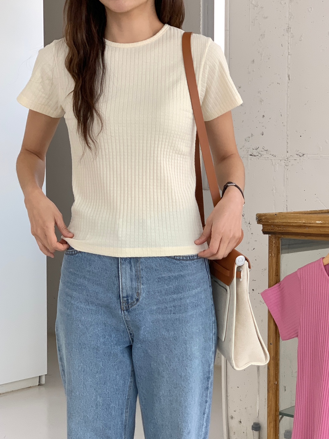 ワッフルラウンドネック半袖Tシャツ | 詳細画像7