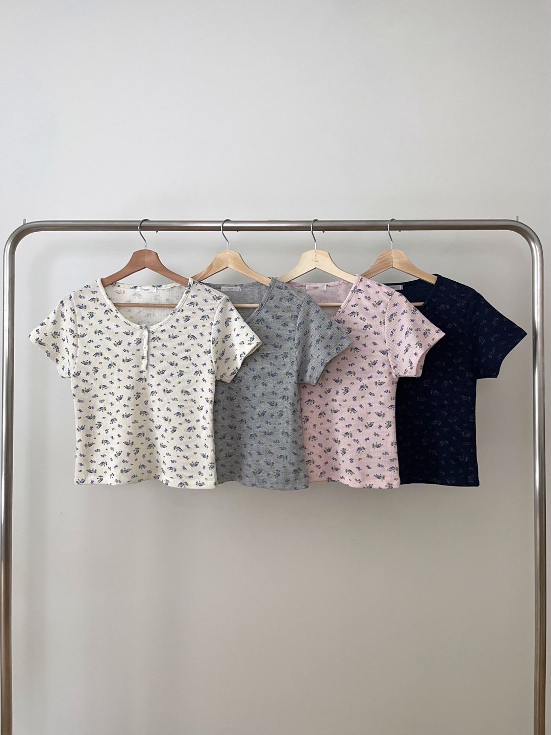 花柄ワッフルヘンリーネック半袖Tシャツ | 詳細画像21