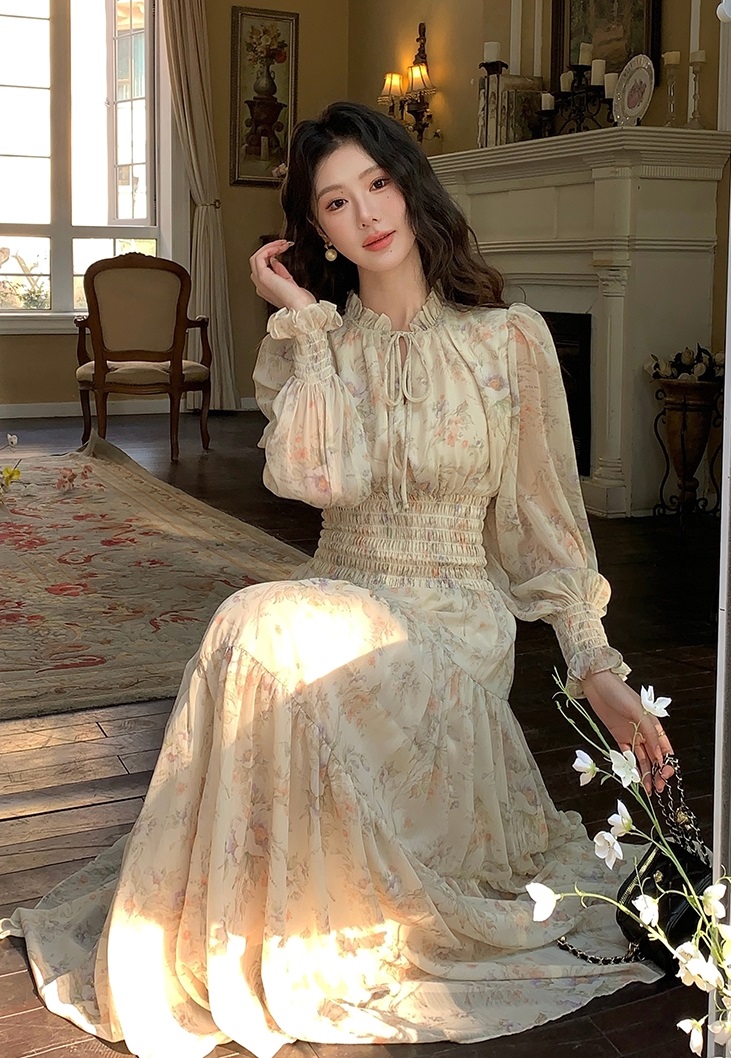 花柄フリルリボンシャーリングティアードワンピース | 詳細画像2