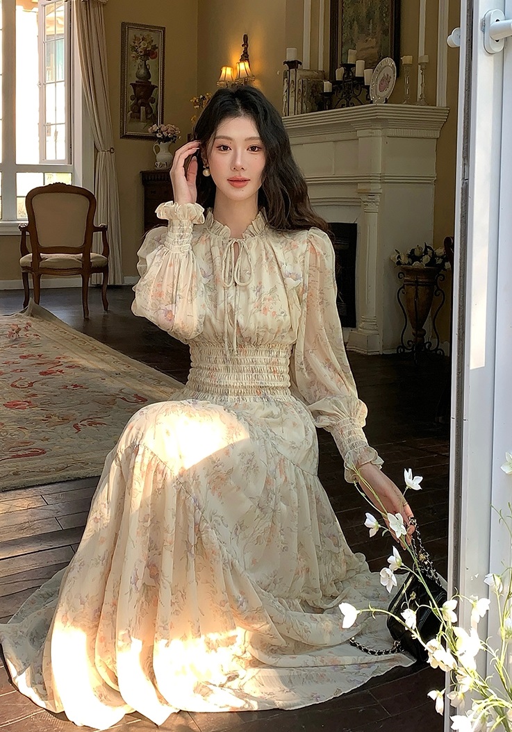 花柄フリルリボンシャーリングティアードワンピース | 詳細画像5